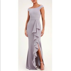 Lulu’s Mila Dusty Lavender Ruffled Maxi Dress